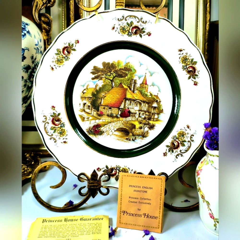 This beautiful and rare plate has the original ENGLISH RURAL SCENES. Decorative